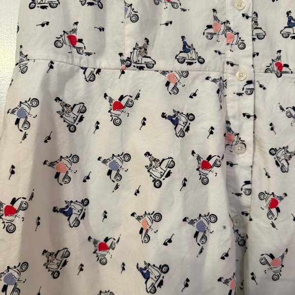 Boden Sophia Multicolor Vespa Moped Scooter Print Shirt Dress 14R Retro Inspired - Picture 10 of 16